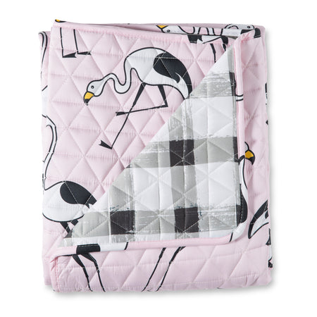 Flamingo Pink Cot Quilted Cover/ Playmat