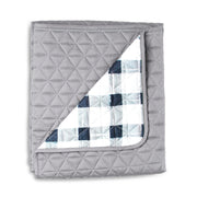 Grey Gingham Cot Quilted Cover/Playmat